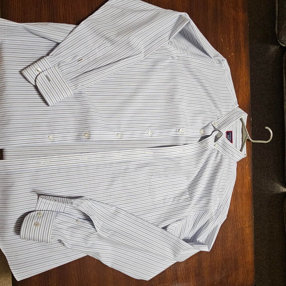 Untuckit Men's 2XL Blue / Black Striped Dress Shirt